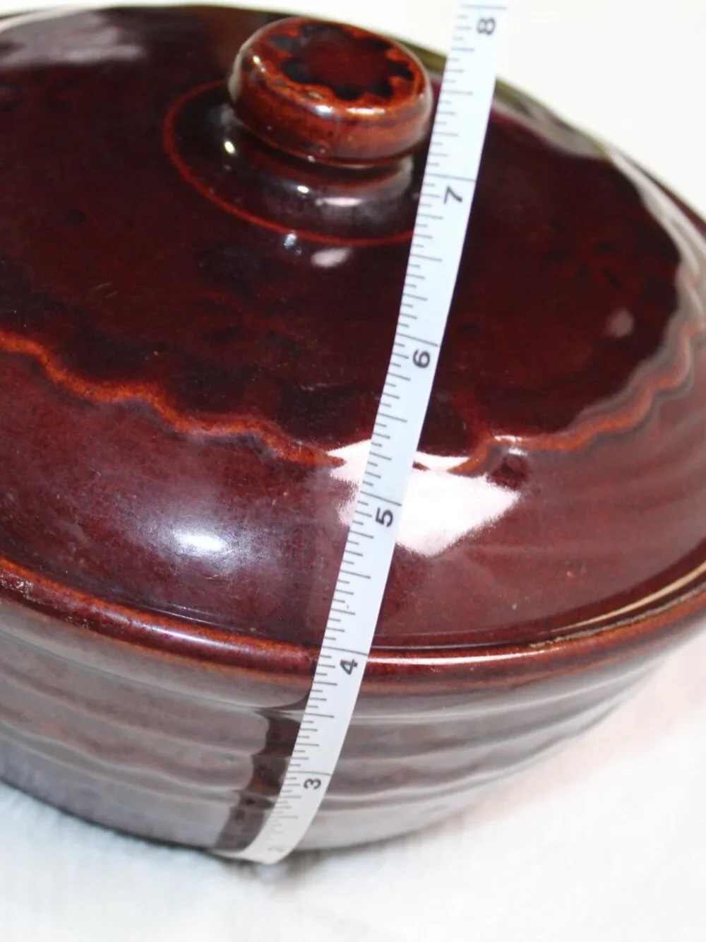 Vintage Marcrest Stoneware Brown Daisy Dot Ovenproof Dish Pot Lid Dutch 8
